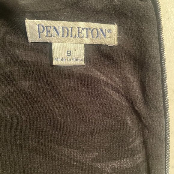 Pendleton Womens Dress Silk Size 8 Black Blue Short Sleeve Abstract Floral Rose - Picture 7 of 12